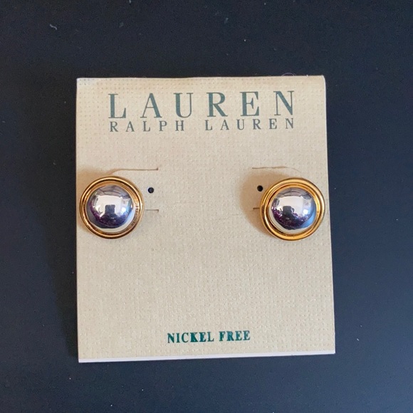 Lauren Ralph Lauren Jewelry - Ralph Lauren Pearl Stud Earrings Gold Trim